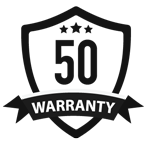 50 year warranty logo